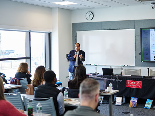 Visiting Professor of the Practice Anil Sawhney speaking at MET’s Construction Tech, AI, and Project Management Symposium